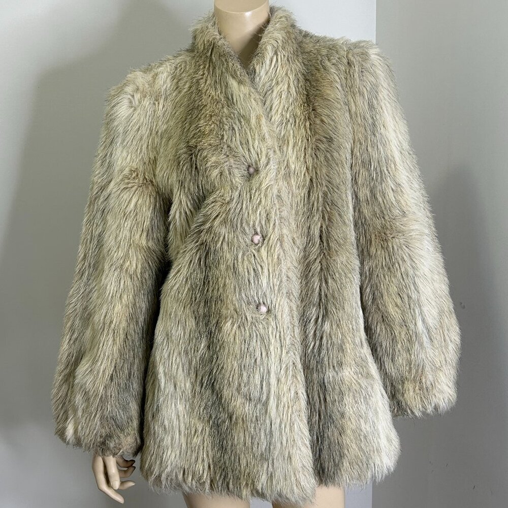 Vintage Faux Fur Coat in Light Beige